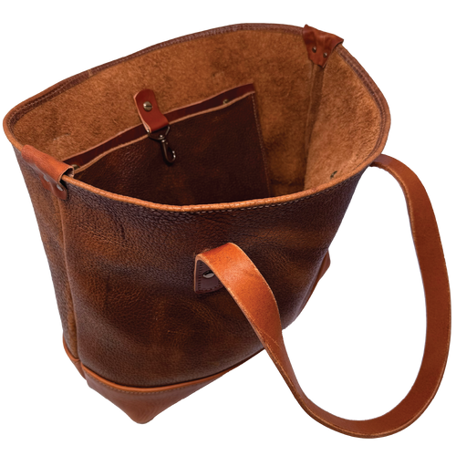 The Archetype Tote | Brown Shrunken Bison / English Tan Horween Leather