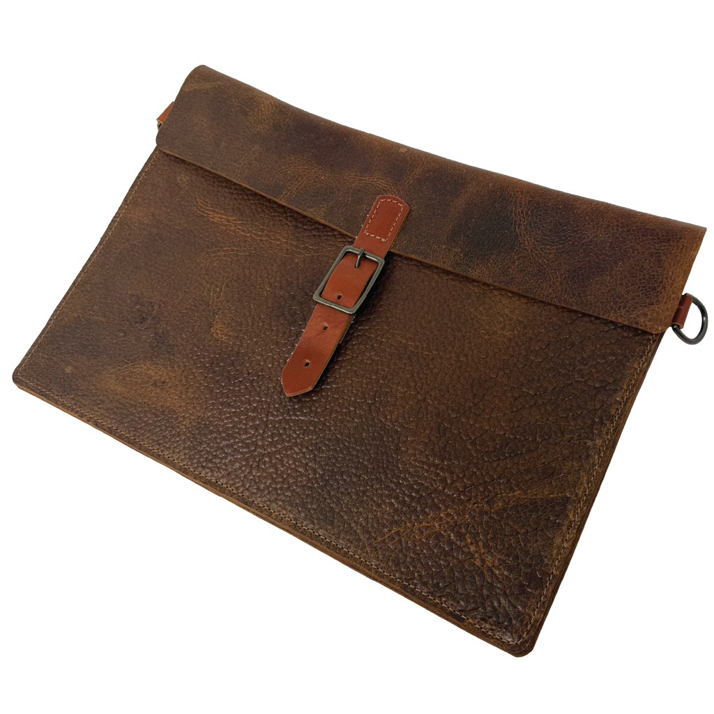 The Chief Horween Leather Briefolio | Brown Shrunken Bison