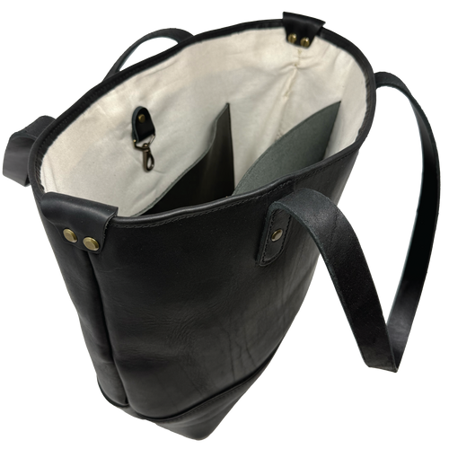 The Archetype Tote | Horween Black Leather