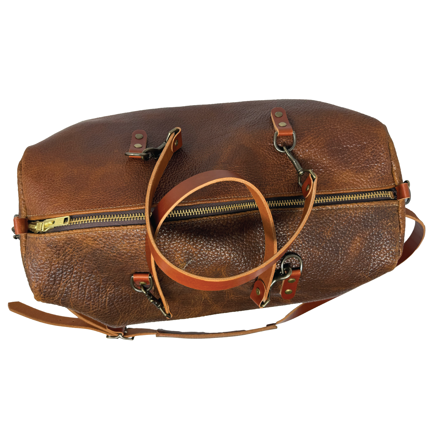 The Highlander Horween Leather Duffle | Brown Shrunken Bison
