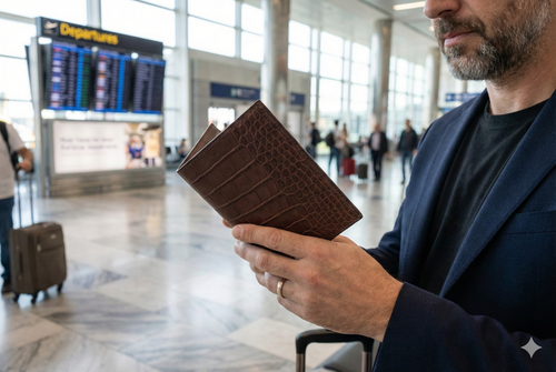 Alligator Passport Holder Wallet - Travel Organizer